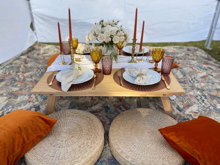 Elegant picnic setup detail